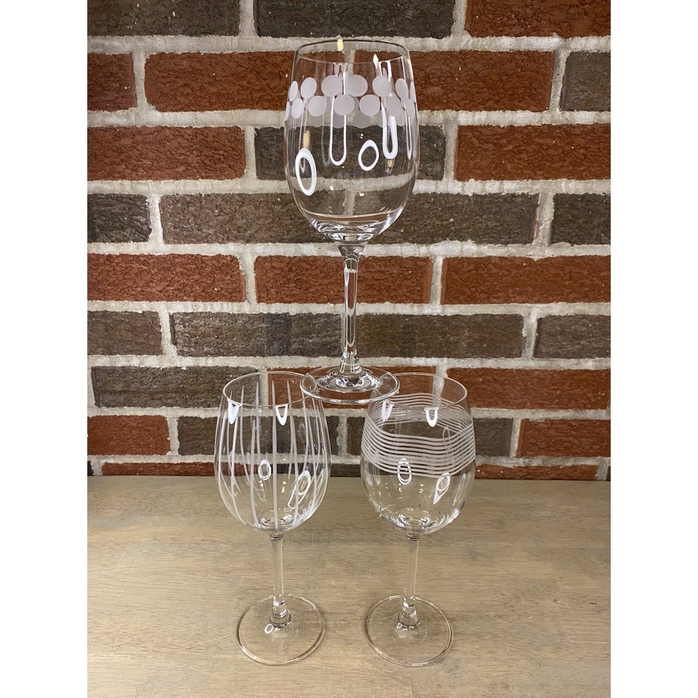 Delightful Set of 3 Mikasa "Cheers" 9" Classic Long Stem Wine Glasses-Signed